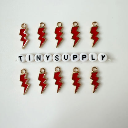 Lightning Bolt Enamel Zinc Alloy Charm (21mm x 7mm, Hole: 2mm)