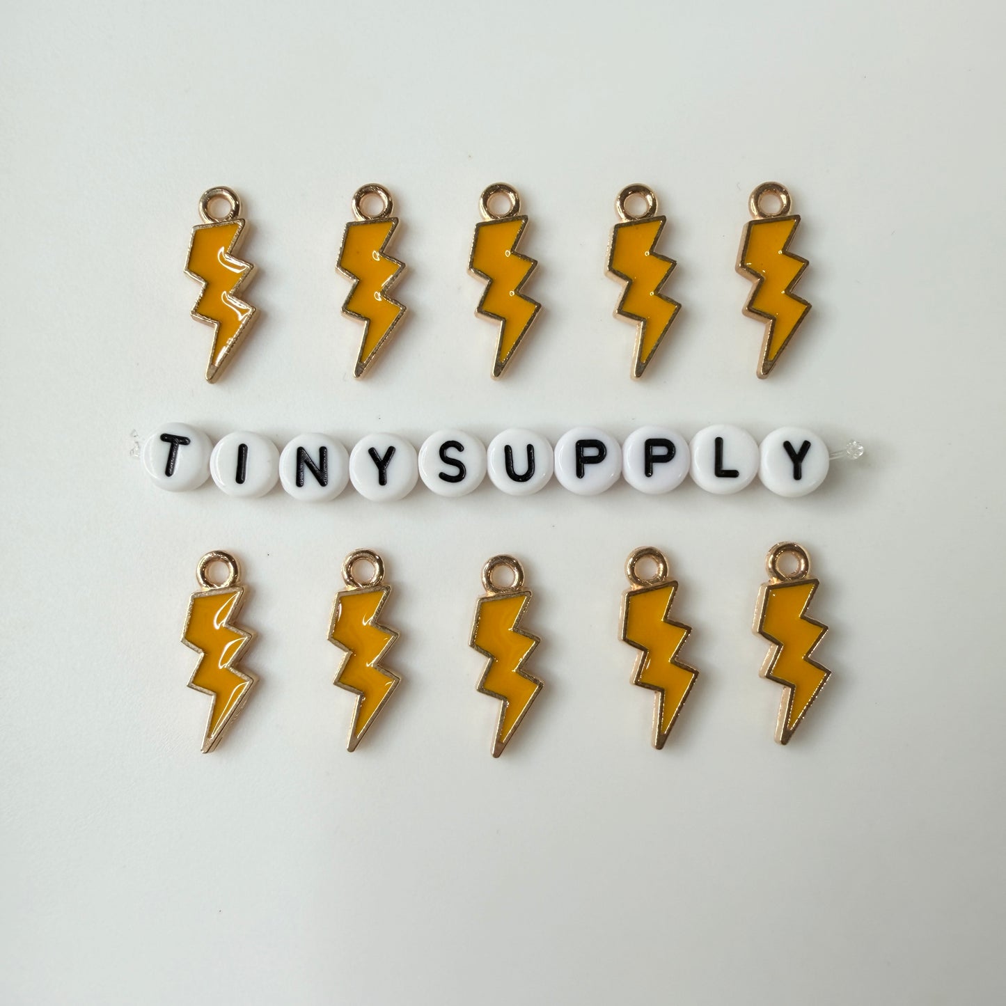 Lightning Bolt Enamel Zinc Alloy Charm (21mm x 7mm, Hole: 2mm)