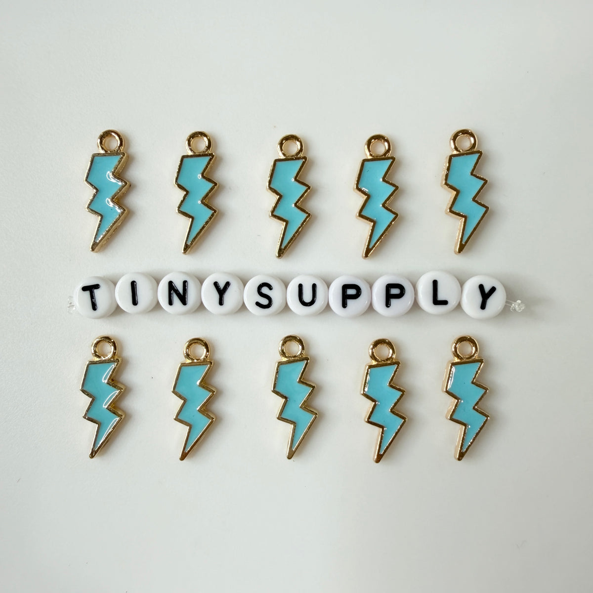 Lightning Bolt Enamel Zinc Alloy Charm (21mm x 7mm, Hole: 2mm)