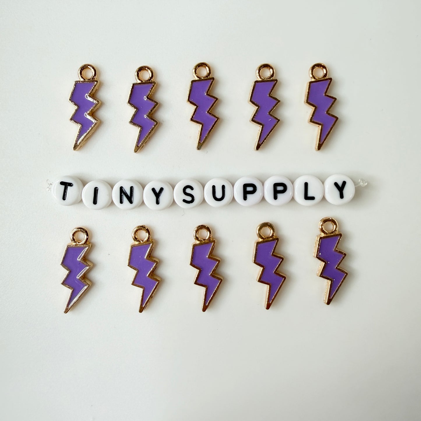 Lightning Bolt Enamel Zinc Alloy Charm (21mm x 7mm, Hole: 2mm)