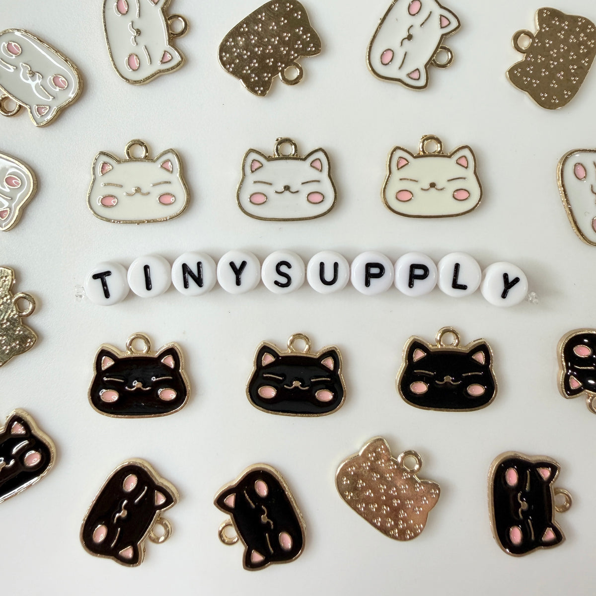 Blushing Cat Face Enamel Zinc Alloy Charm Oil Drop Style Pendant