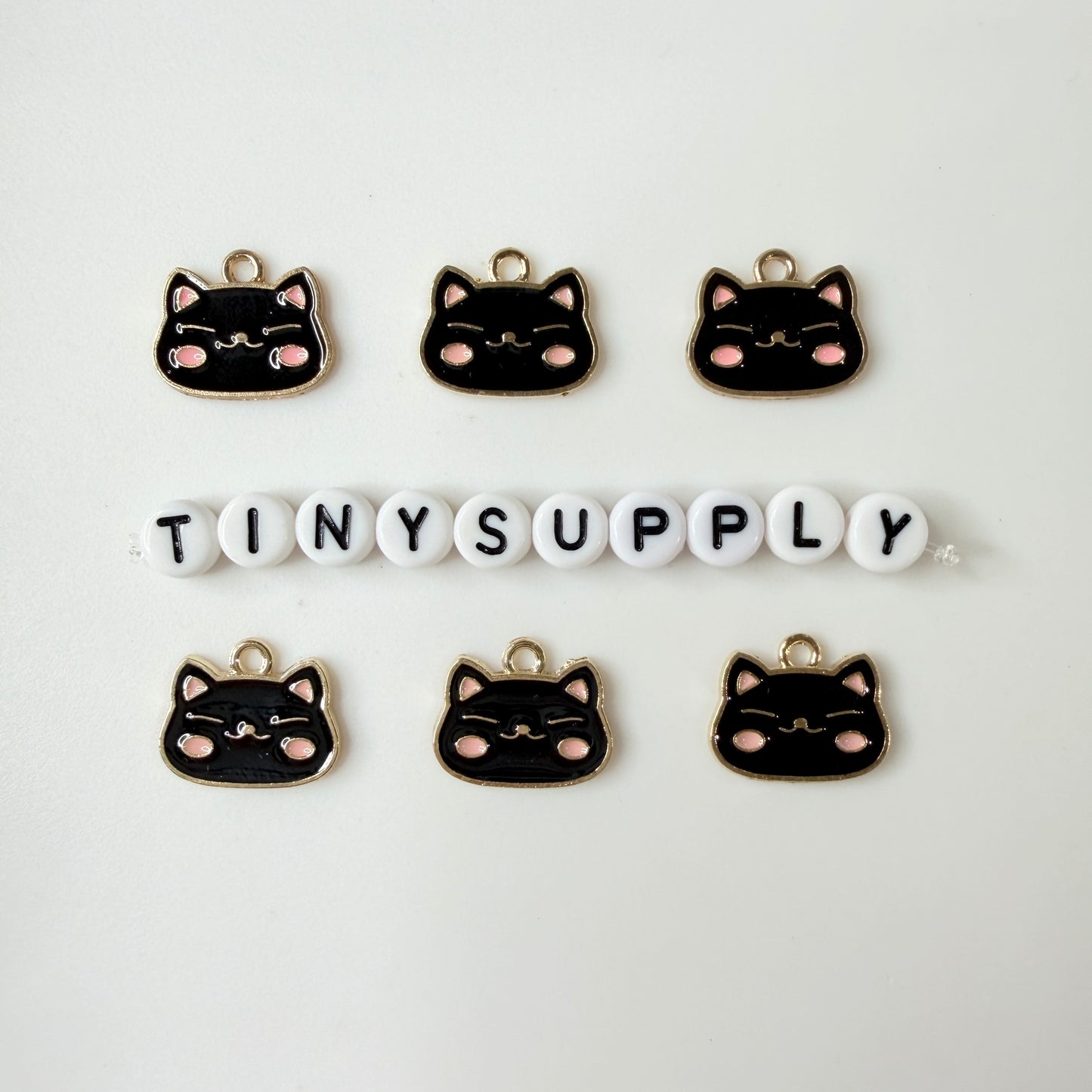 Blushing Cat Face Enamel Zinc Alloy Charm Oil Drop Style Pendant