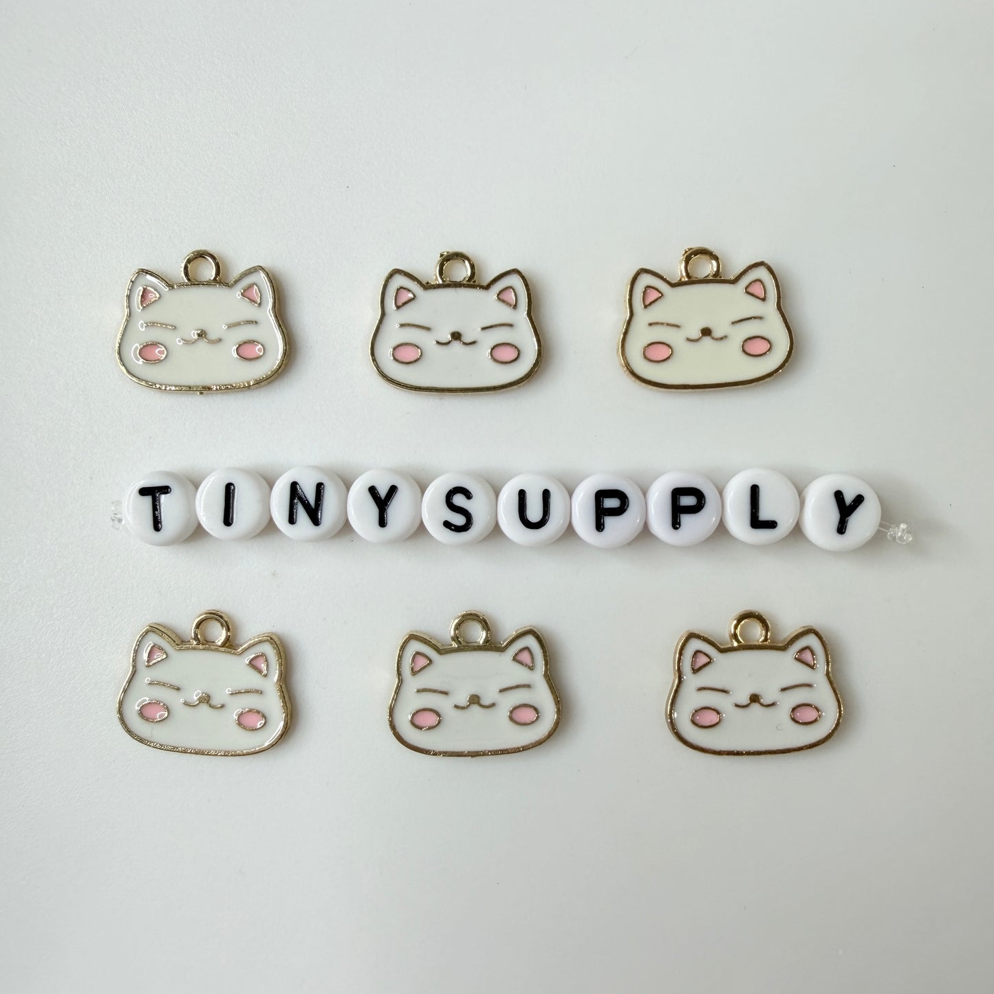 Blushing Cat Face Enamel Zinc Alloy Charm Oil Drop Style Pendant