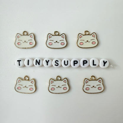 Blushing Cat Face Enamel Zinc Alloy Charm Oil Drop Style Pendant