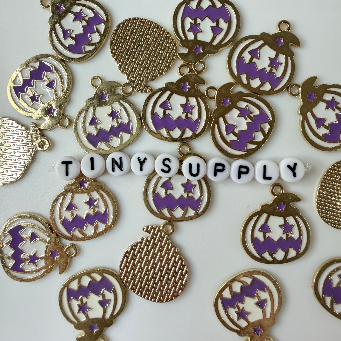 23MM White and Purple Jack-O-Lantern, Halloween Themed Enamel Charm