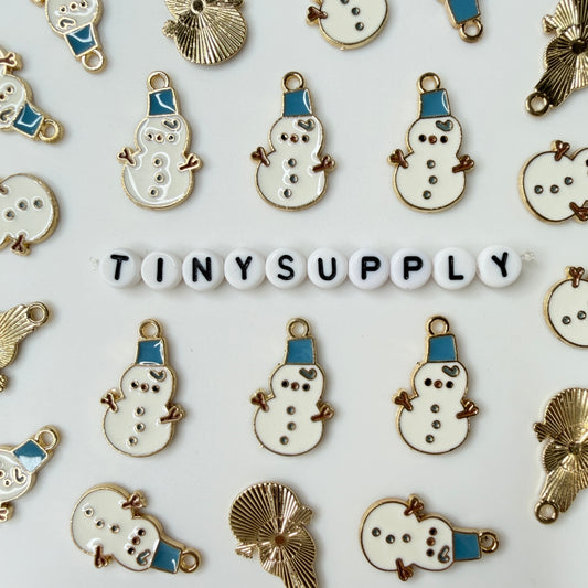23MM Snowman with Bucket Hat, Christmas Themed Enamel Charm