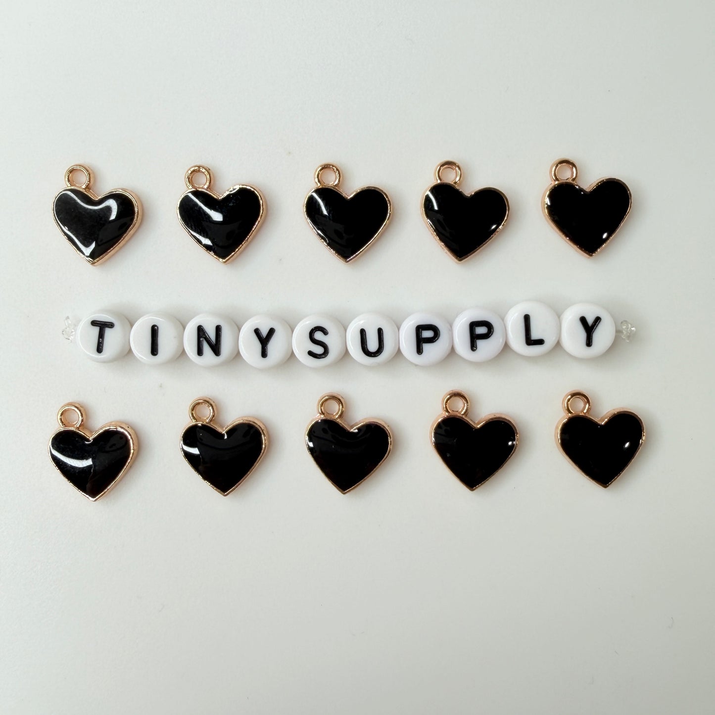 13MM Heart Enamel Charm Red, White, or Black Oil Drop Style Zinc Alloy Pendant