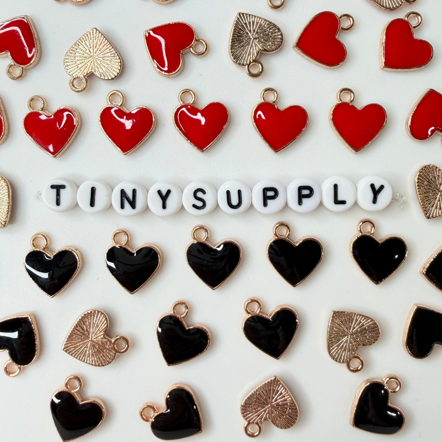 13MM Heart Enamel Charm Red, White, or Black Oil Drop Style Zinc Alloy Pendant