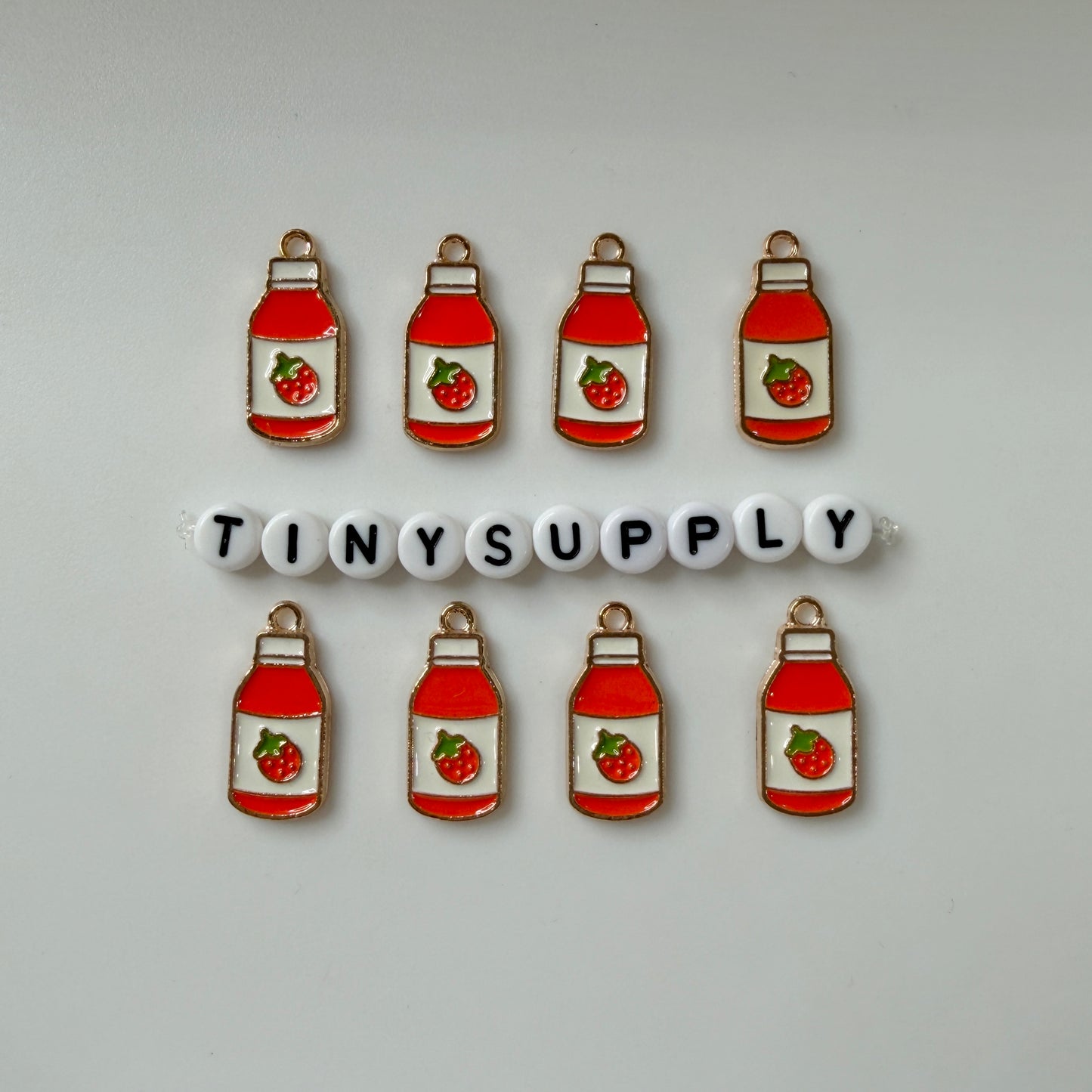 Strawberry Drink Enamel Charm (22mm x 10mm)