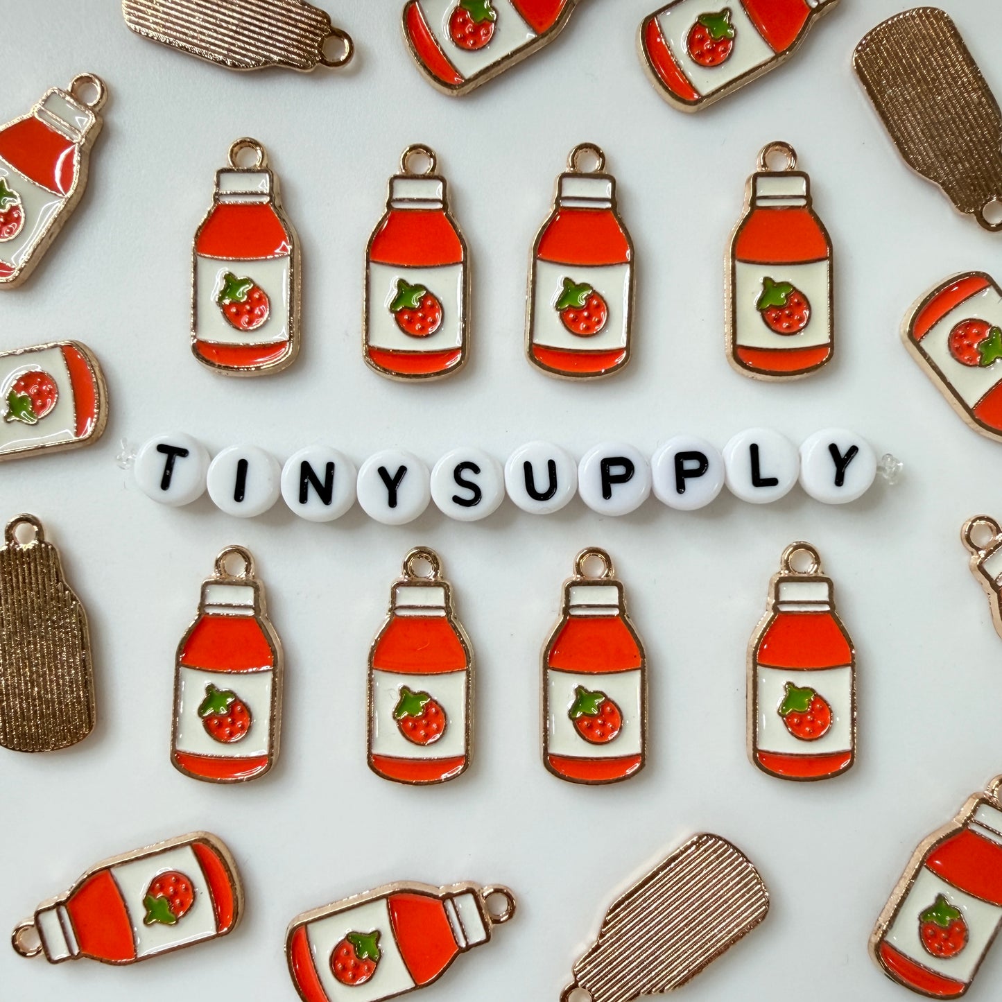 Strawberry Drink Enamel Charm (22mm x 10mm)