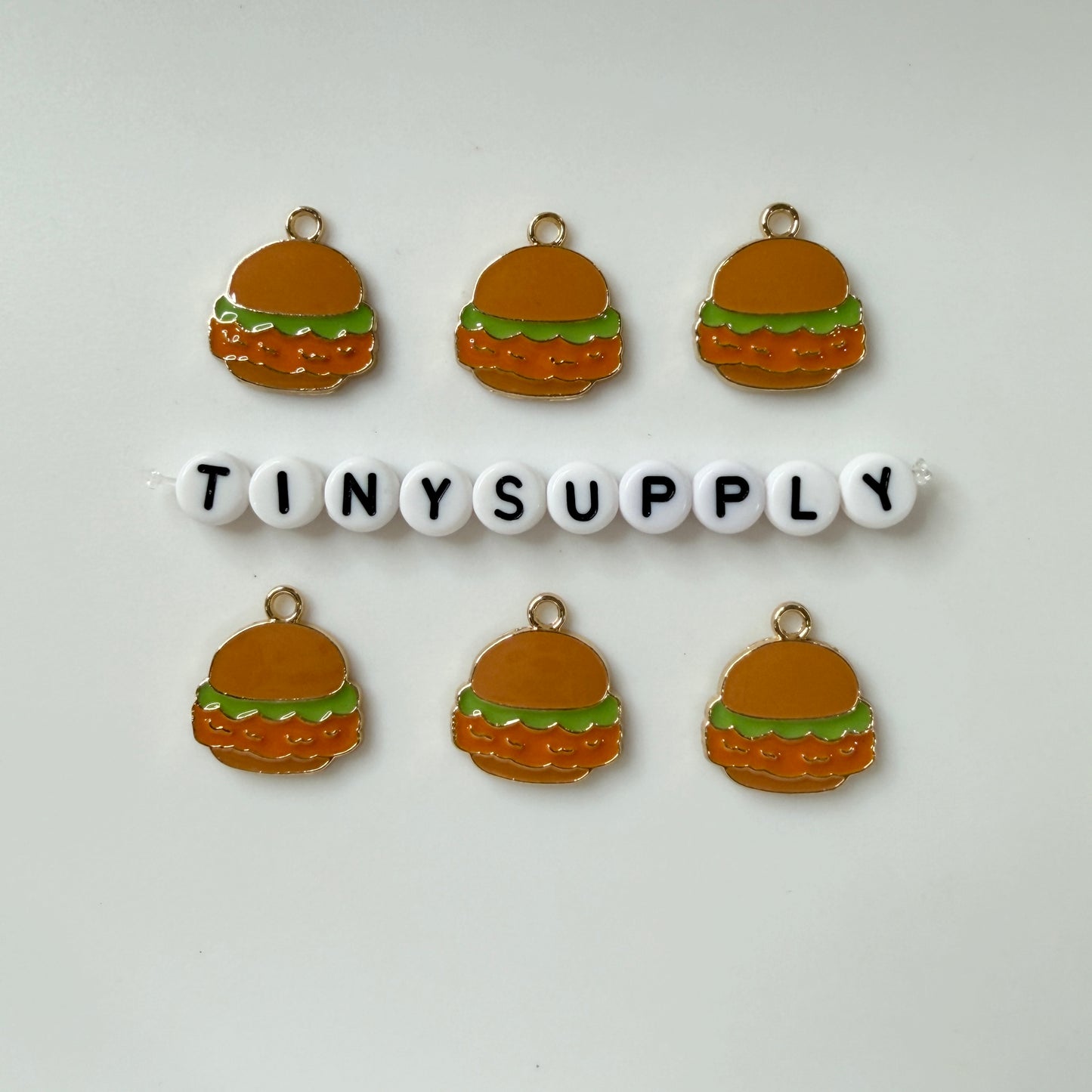 18MM Hamburger, Fast Food Themed Enamel Charm