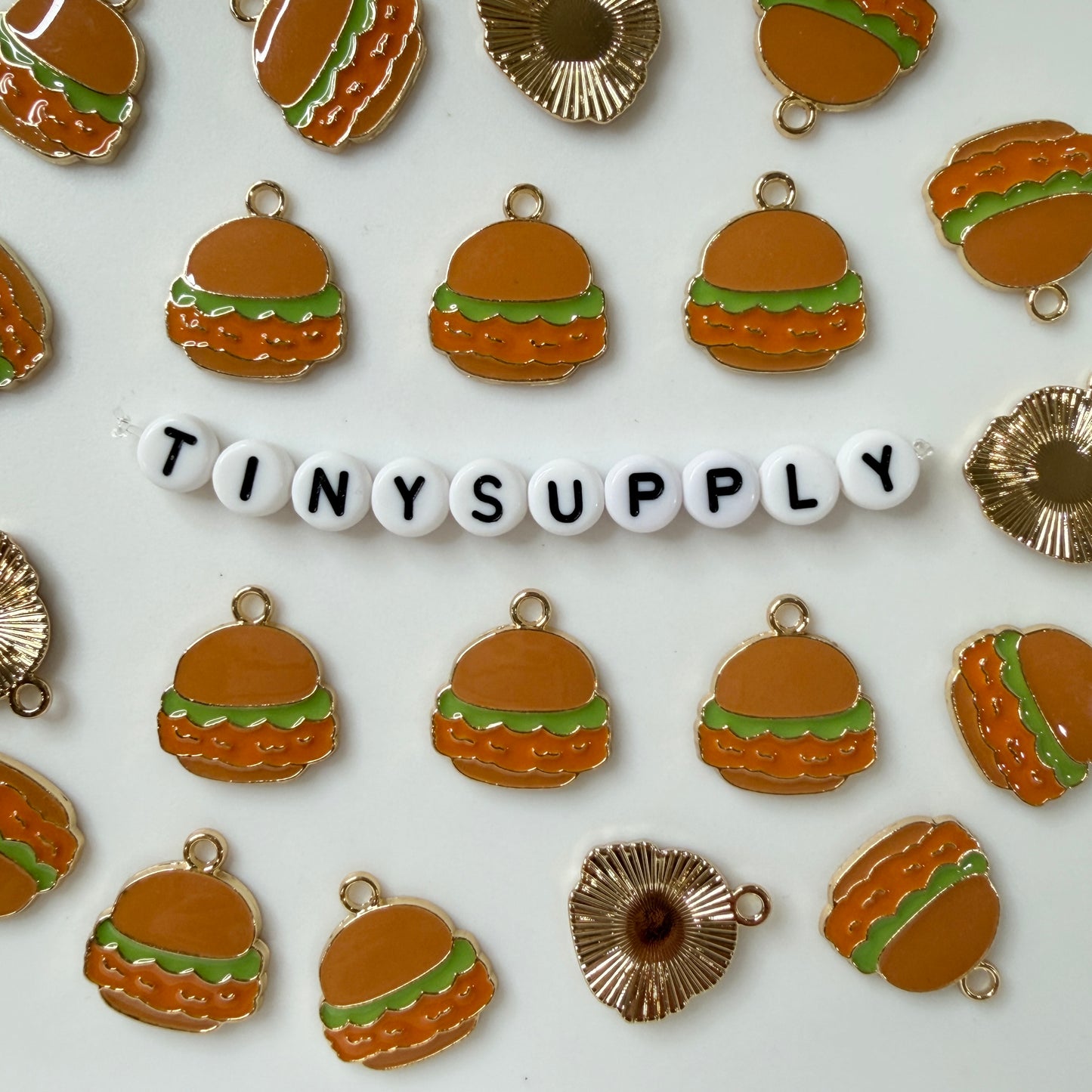 18MM Hamburger, Fast Food Themed Enamel Charm