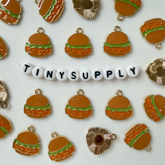 18MM Hamburger, Fast Food Themed Enamel Charm