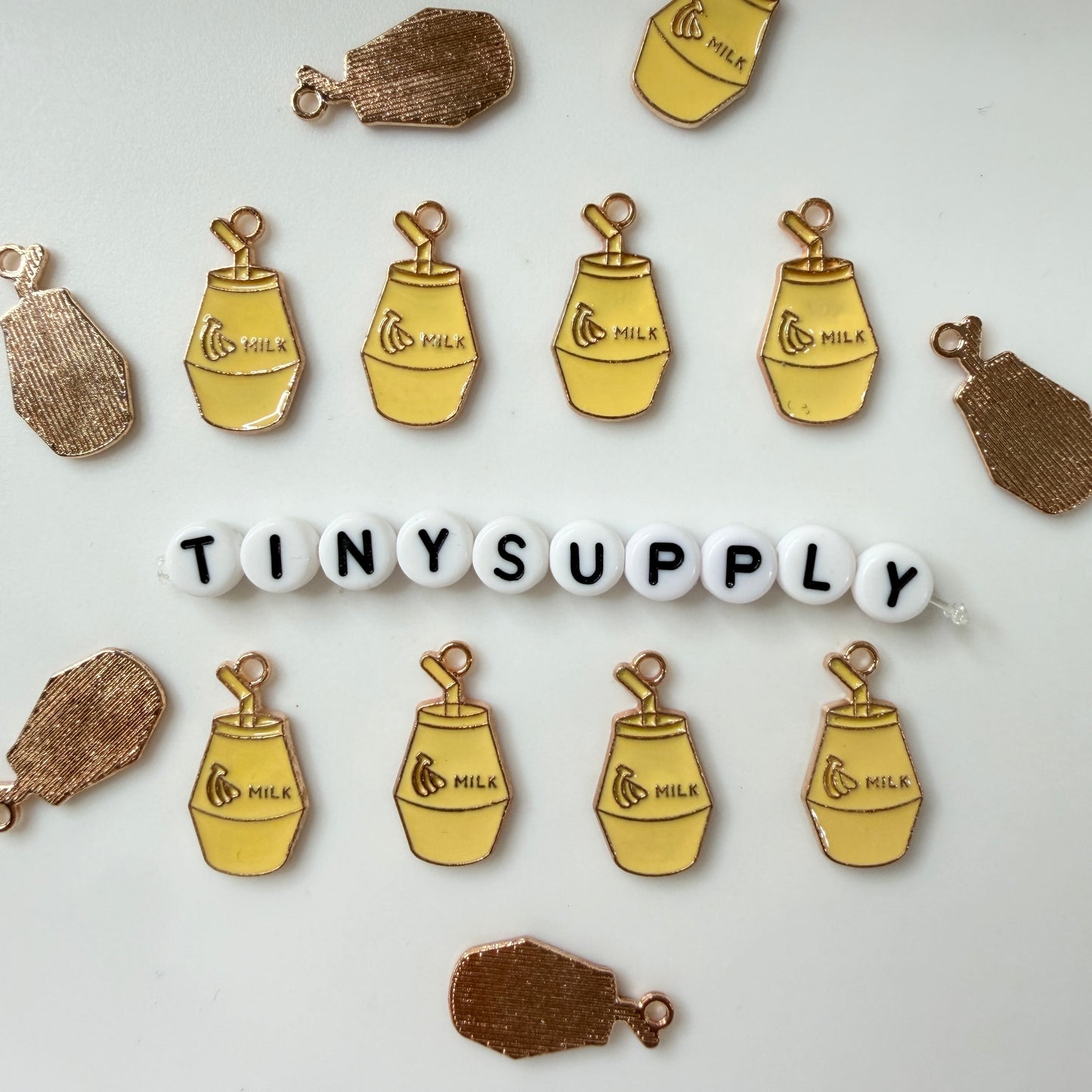 Yellow Banana Milk Drink Enamel Charm Pendant (20mm x 11mm)