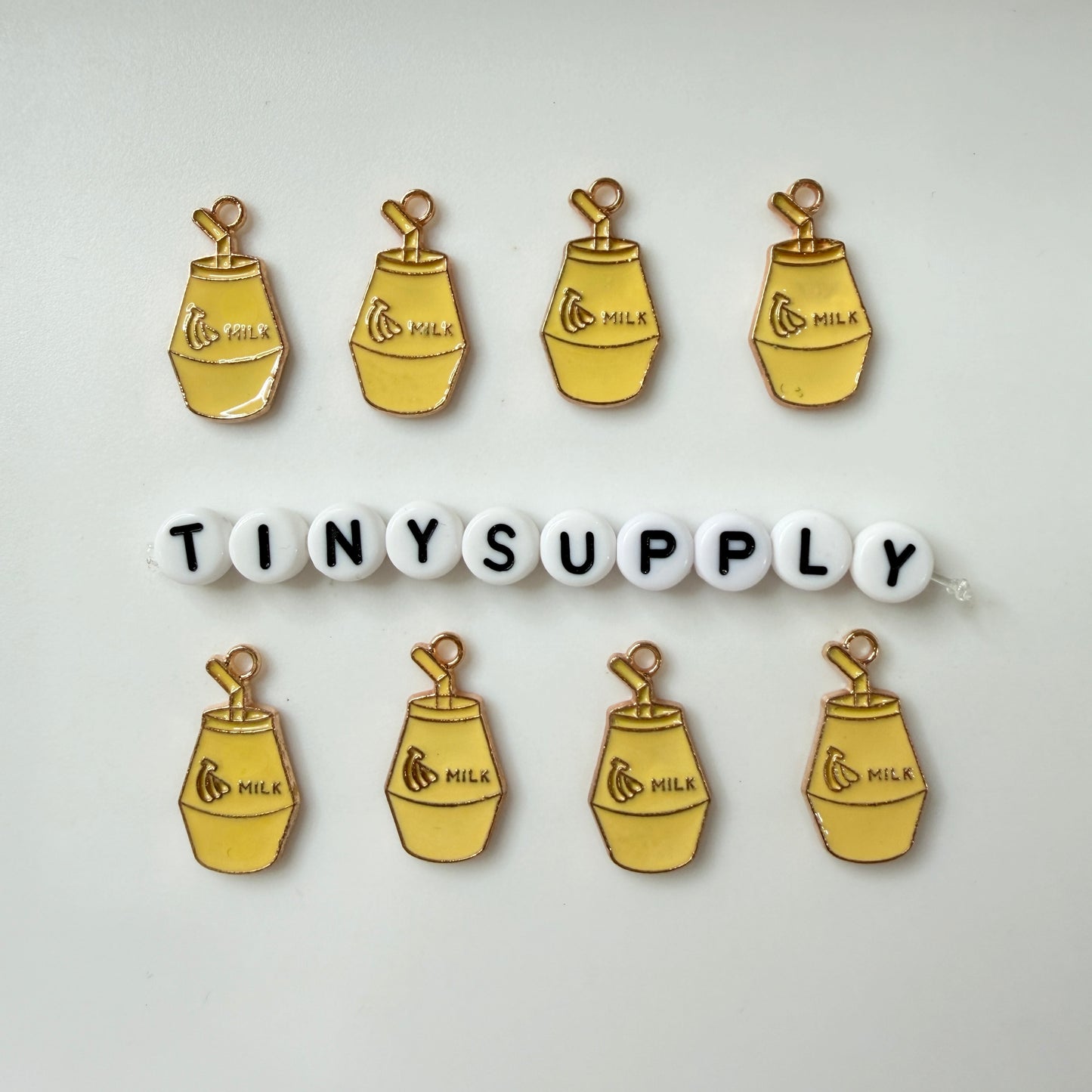 Yellow Banana Milk Drink Enamel Charm Pendant (20mm x 11mm)