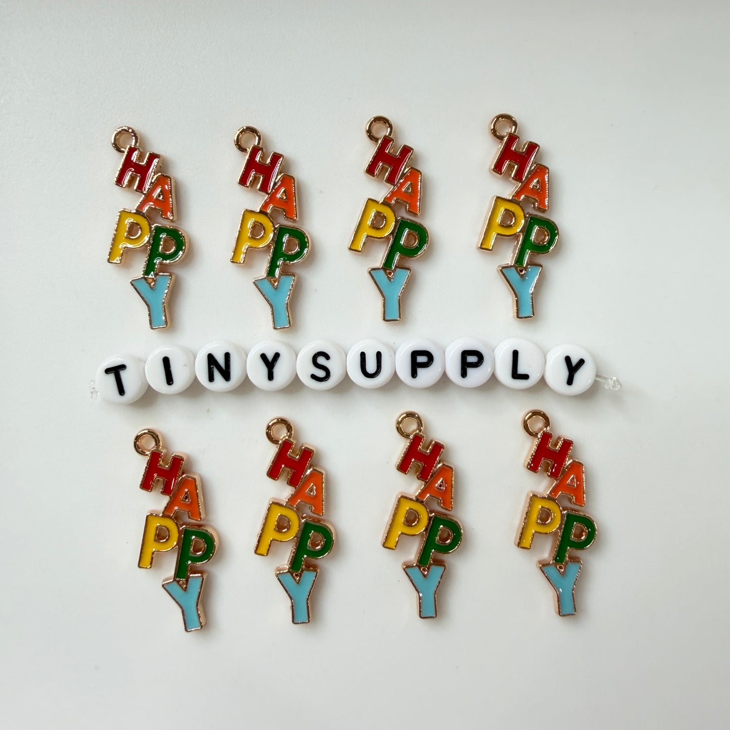 Happy Enamel Zinc Alloy Charm Oil Drop Style (29mm x11mm, Hole: 1.8mm)