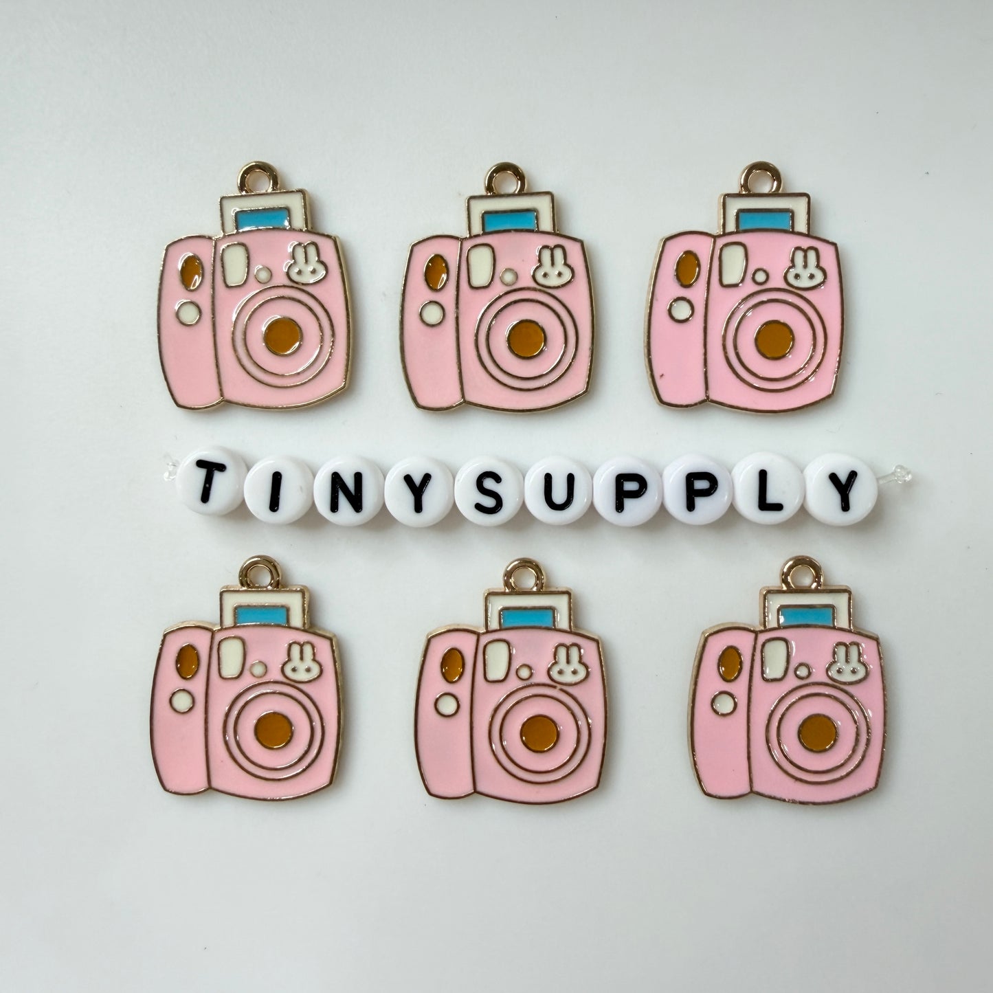 25MM Pink Bunny Rabbit Themed Instant Camera Enamel Charm