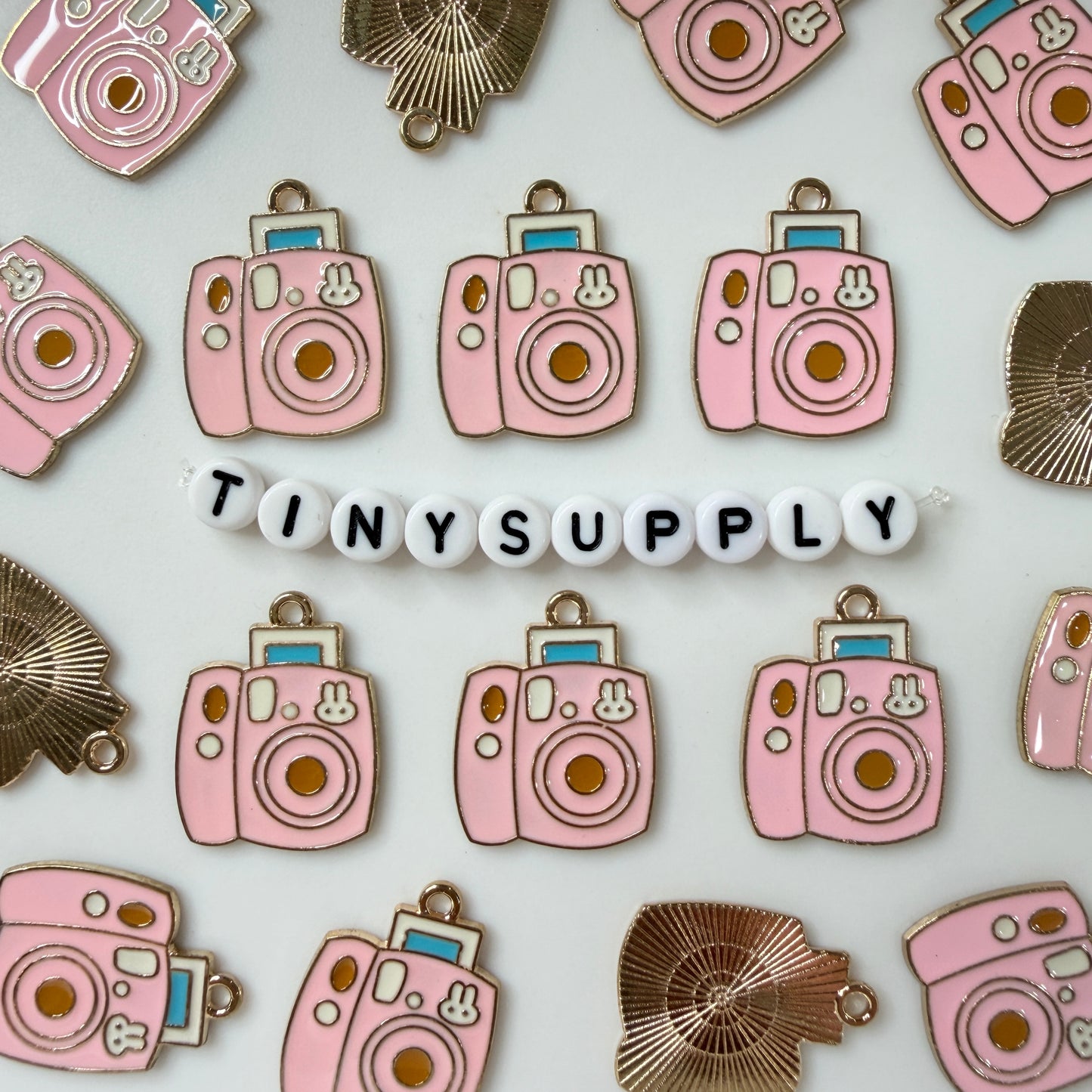 25MM Pink Bunny Rabbit Themed Instant Camera Enamel Charm