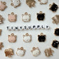 White/Black/Pink Cat Alloy Enamel Charm (15x13x3mm, Hole: 2mm)
