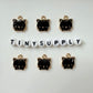 White/Black/Pink Cat Alloy Enamel Charm (15x13x3mm, Hole: 2mm)