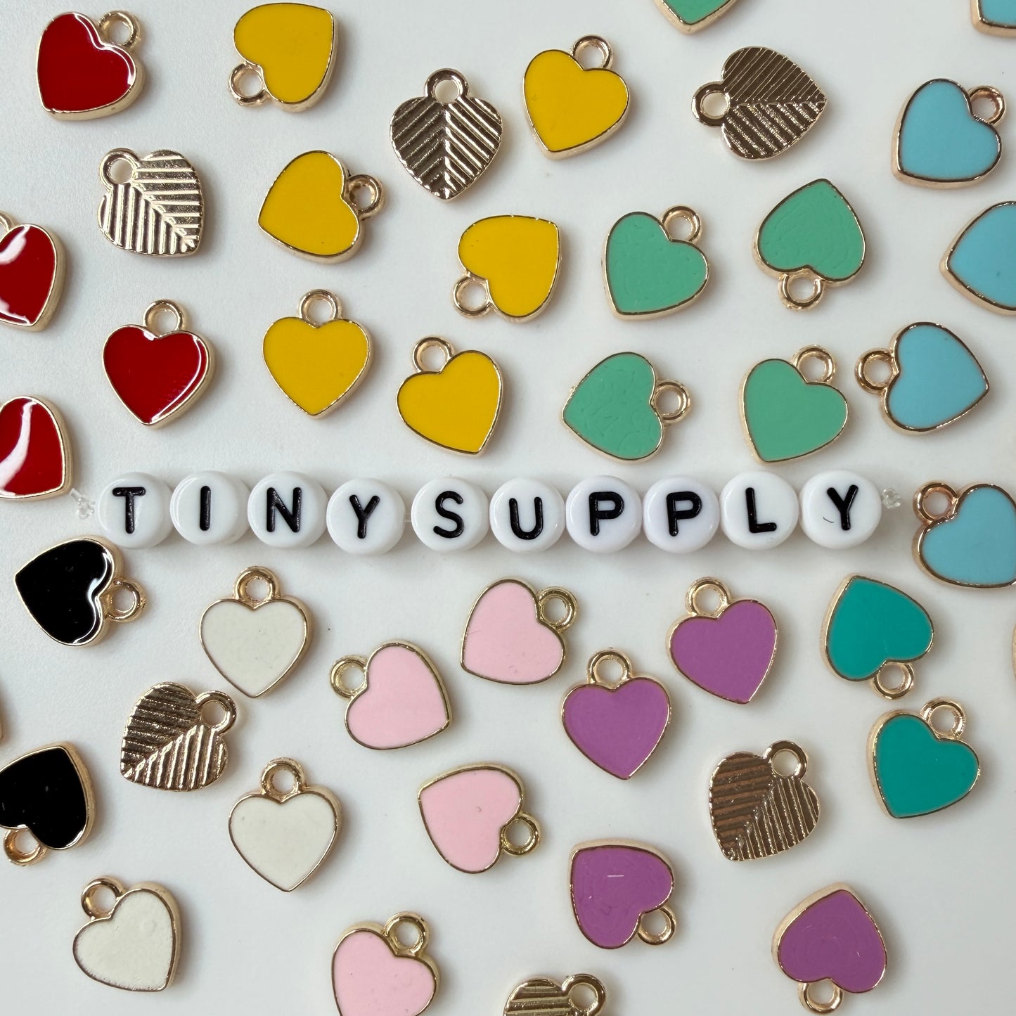 12MM Gold Plated Enamel Heart Charms (Multiple Colors)