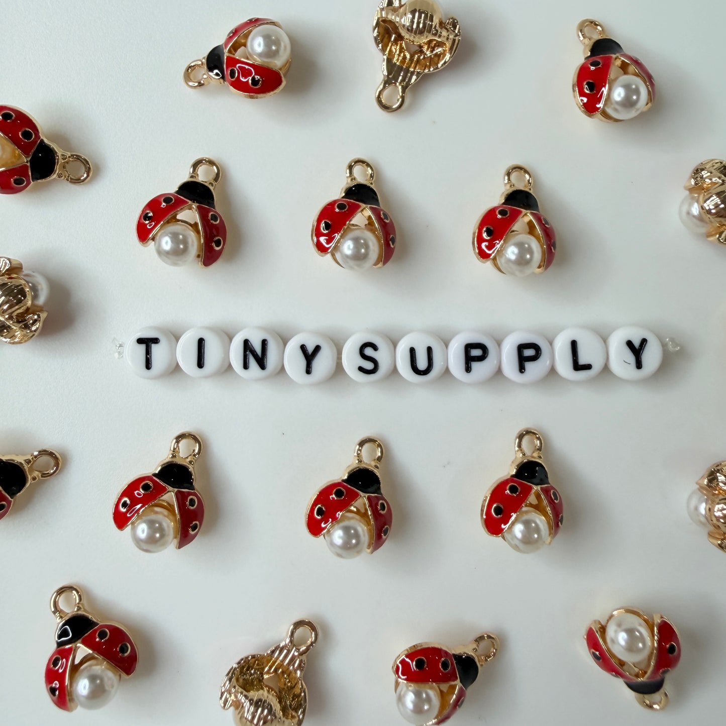 LadyBug Alloy Charm with Pearl (15mm x 11mm)