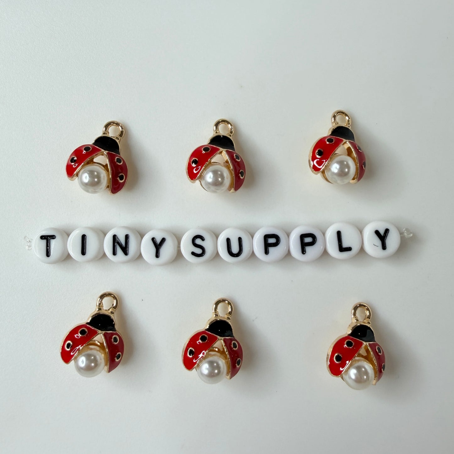 LadyBug Alloy Charm with Pearl (15mm x 11mm)