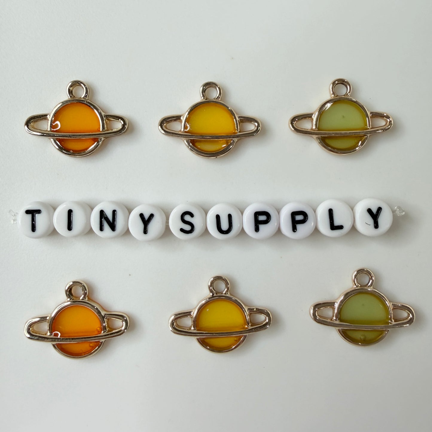 14.5MM Resin Filled Moon Planet Space Charms (Green, Orange, Yellow, Salmon)