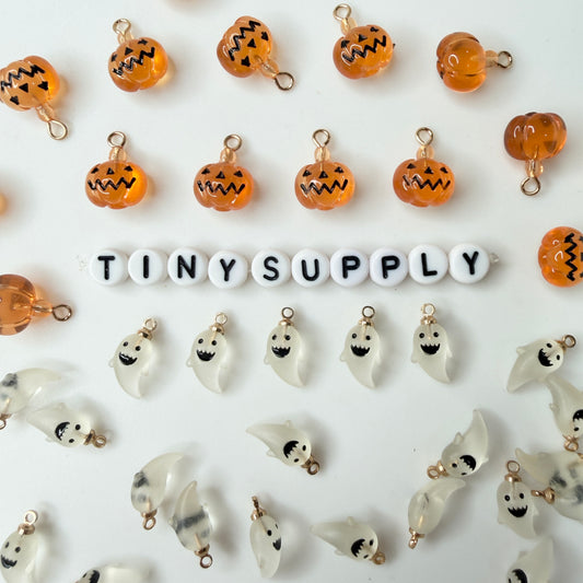 Resin Pumpkin and Ghost, Halloween Themed Charm