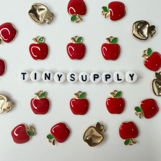Red Apple Charms (15mm x 12mm x 3mm, Hole: 0.9mm)