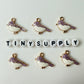 Pink/Purple Bird Alloy Enamel Charm (15.5mm x 19.5mm x 3mm, Hole: 2mm)