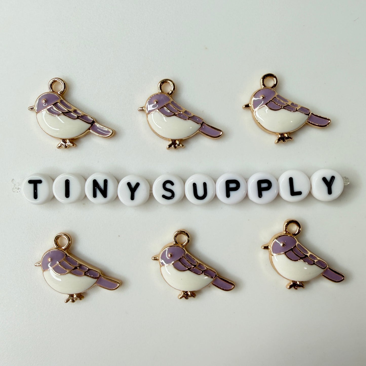 Pink/Purple Bird Alloy Enamel Charm (15.5mm x 19.5mm x 3mm, Hole: 2mm)