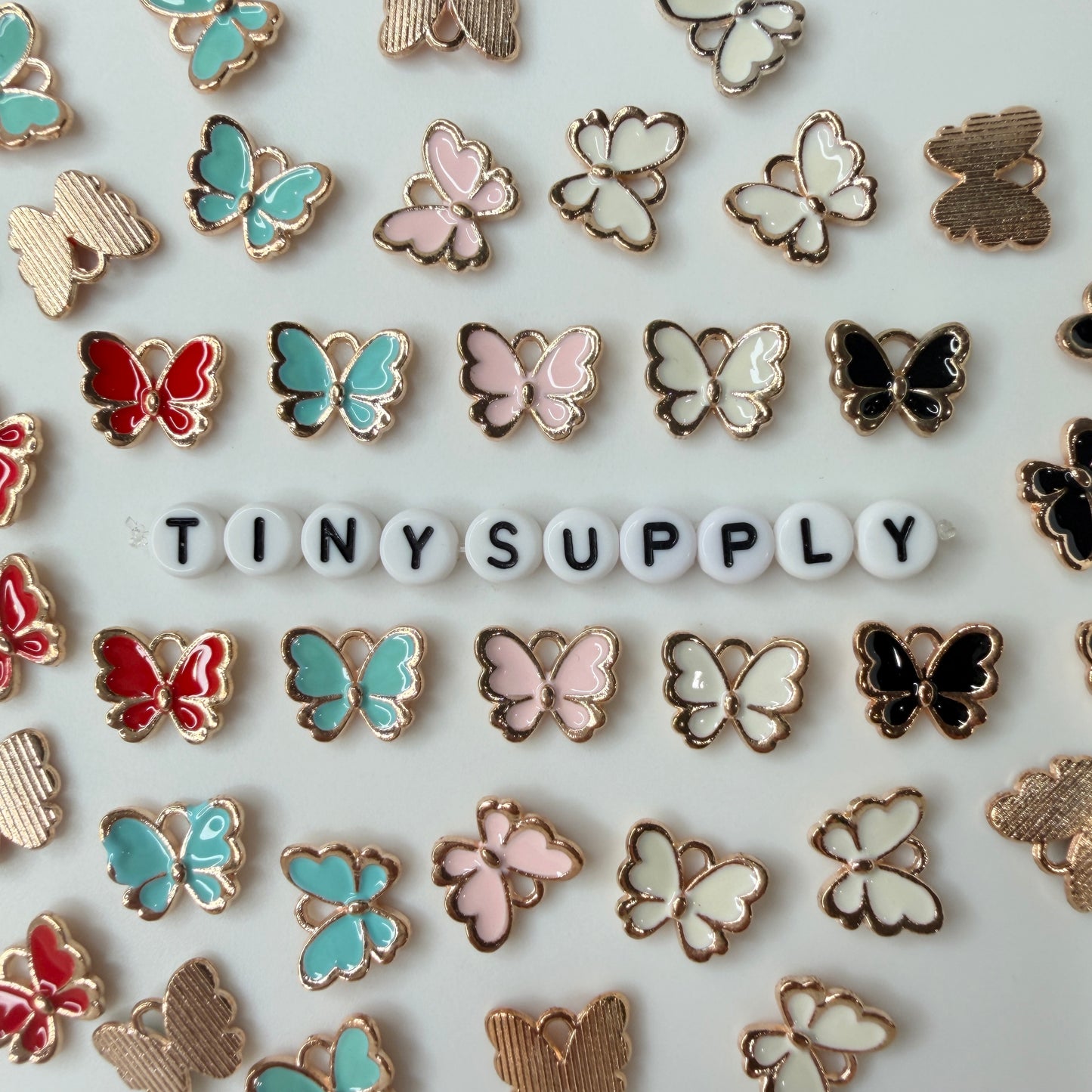 Enamel Butterfly Oil Drop Style Pendant Charm (14mm x 16mm)