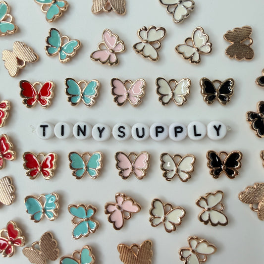 Enamel Butterfly Oil Drop Style Pendant Charm (14mm x 16mm)