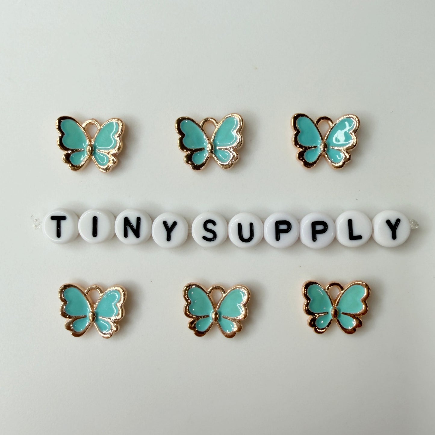 Enamel Butterfly Oil Drop Style Pendant Charm (14mm x 16mm)