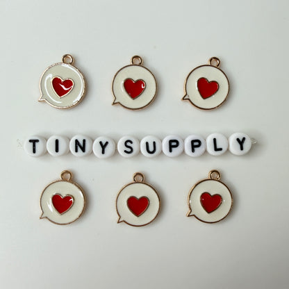 Speech Bubble Heart Enamel Zinc Alloy Charm (17mm x14mm, Hole: 1.7mm)