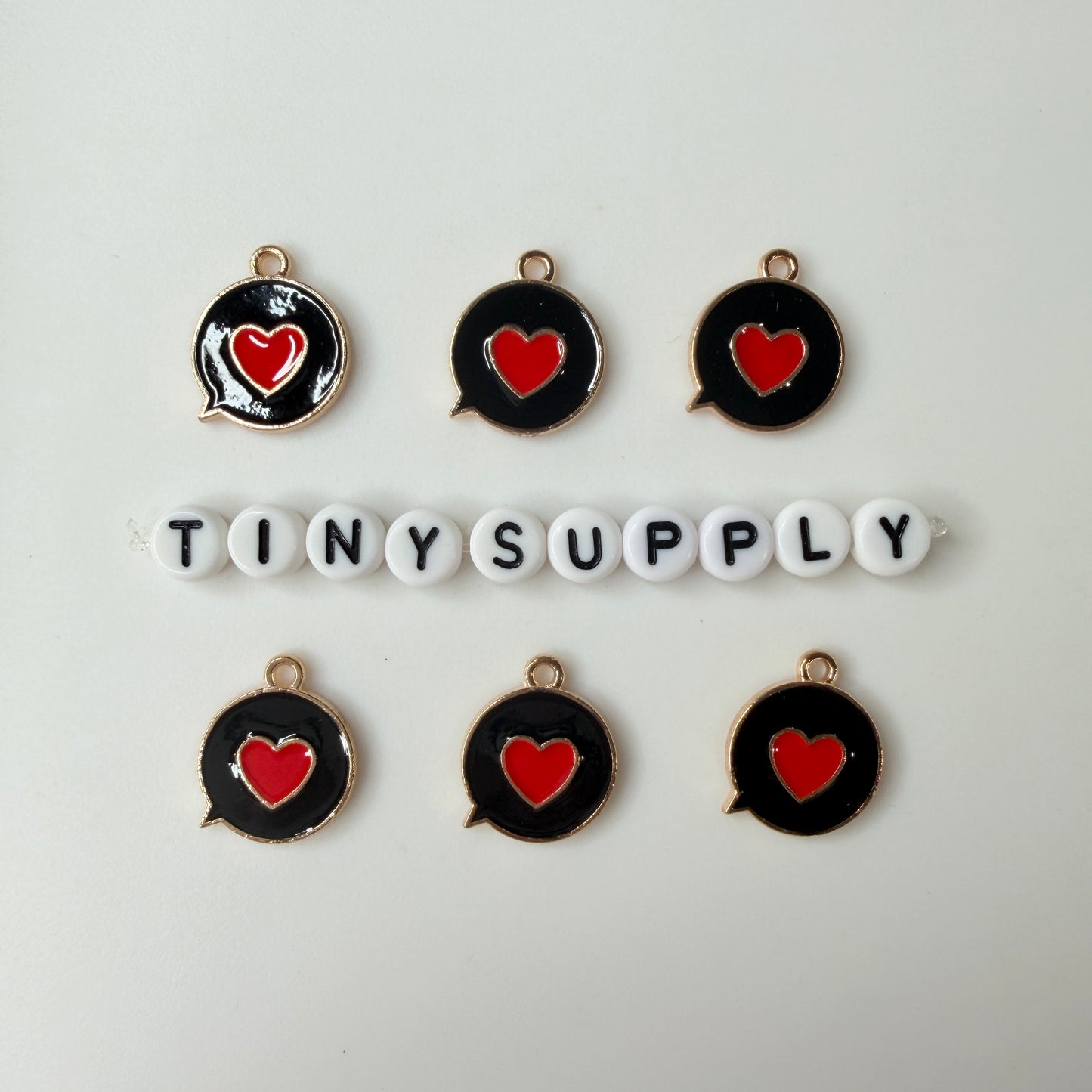 Speech Bubble Heart Enamel Zinc Alloy Charm (17mm x14mm, Hole: 1.7mm)