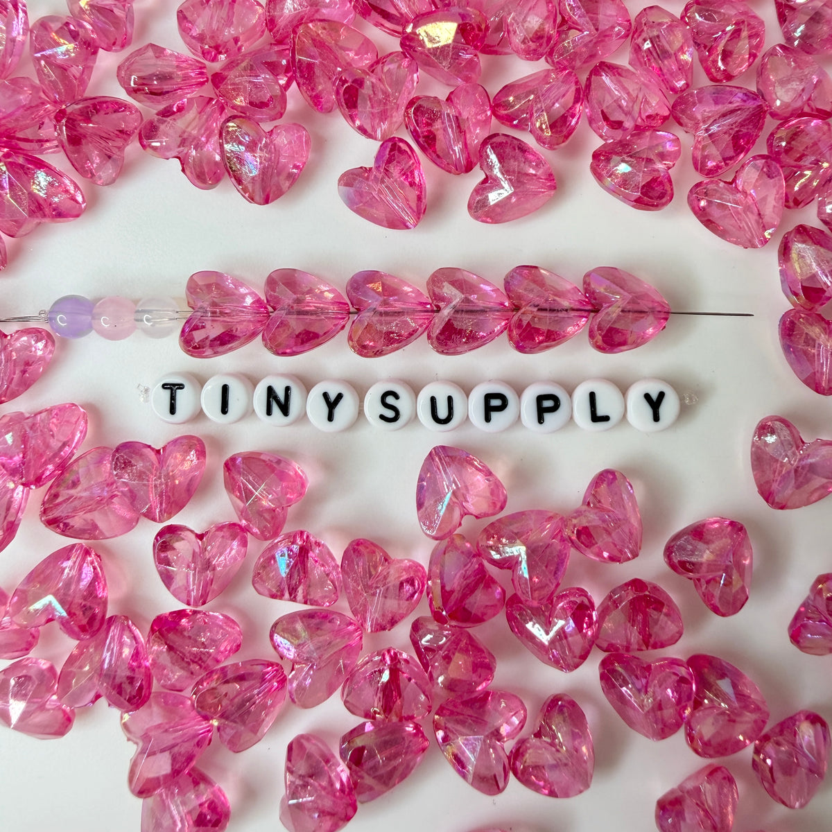 12MM AB Color Plated Pink Heart Acrylic Spacer Beads
