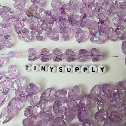 12MM AB Color Plated Purple Heart Acrylic Spacer Beads