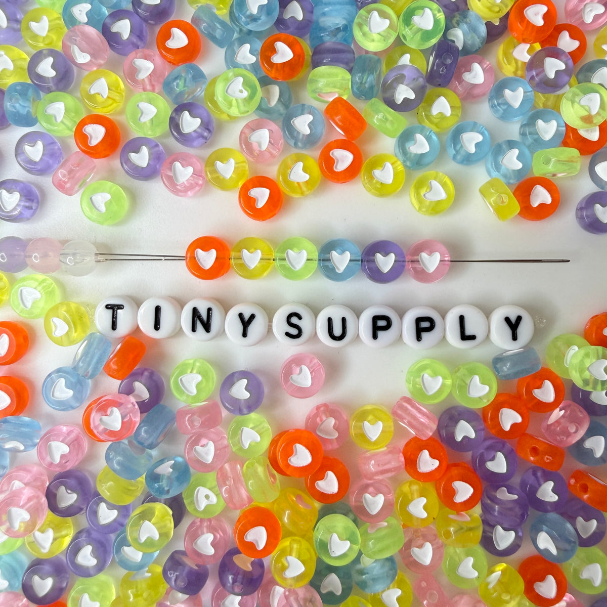 7MM Translucent Heart Acrylic Flat Round Beads