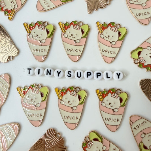 Pink Cat in a Crepe Enamel Charm (31mm x 24mm)