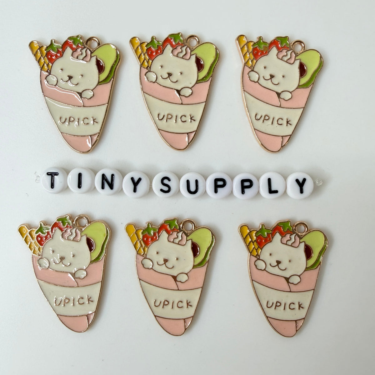 Pink Cat in a Crepe Enamel Charm (31mm x 24mm)