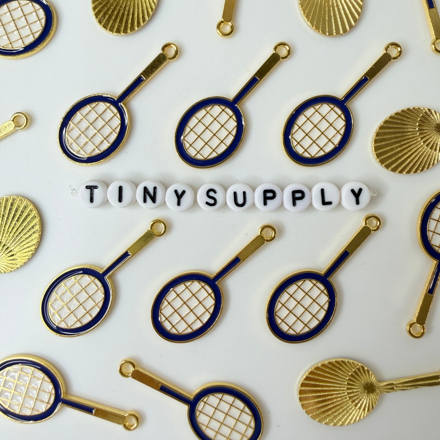 32MM x 16MM Yellow/Blue Badminton Racket, Sports Themed Enamel Charm