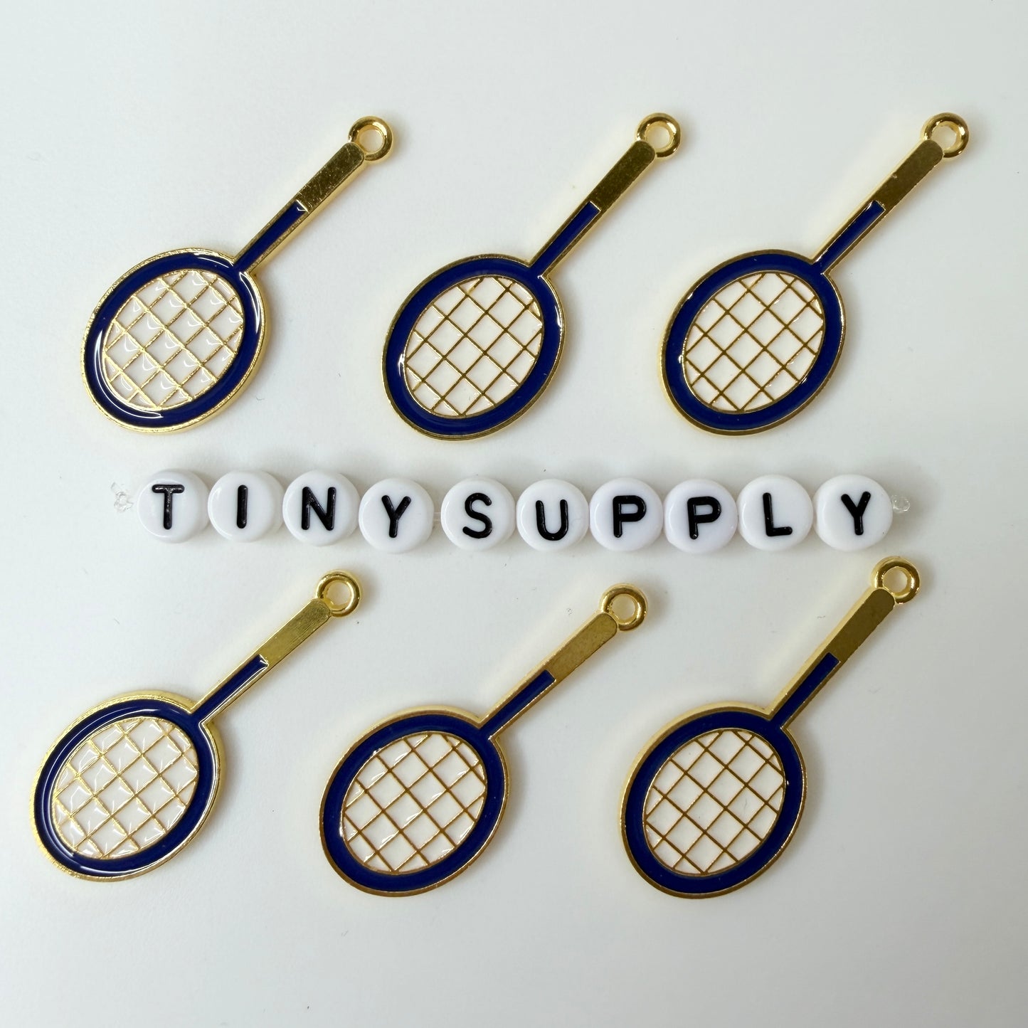 32MM x 16MM Yellow/Blue Badminton Racket, Sports Themed Enamel Charm