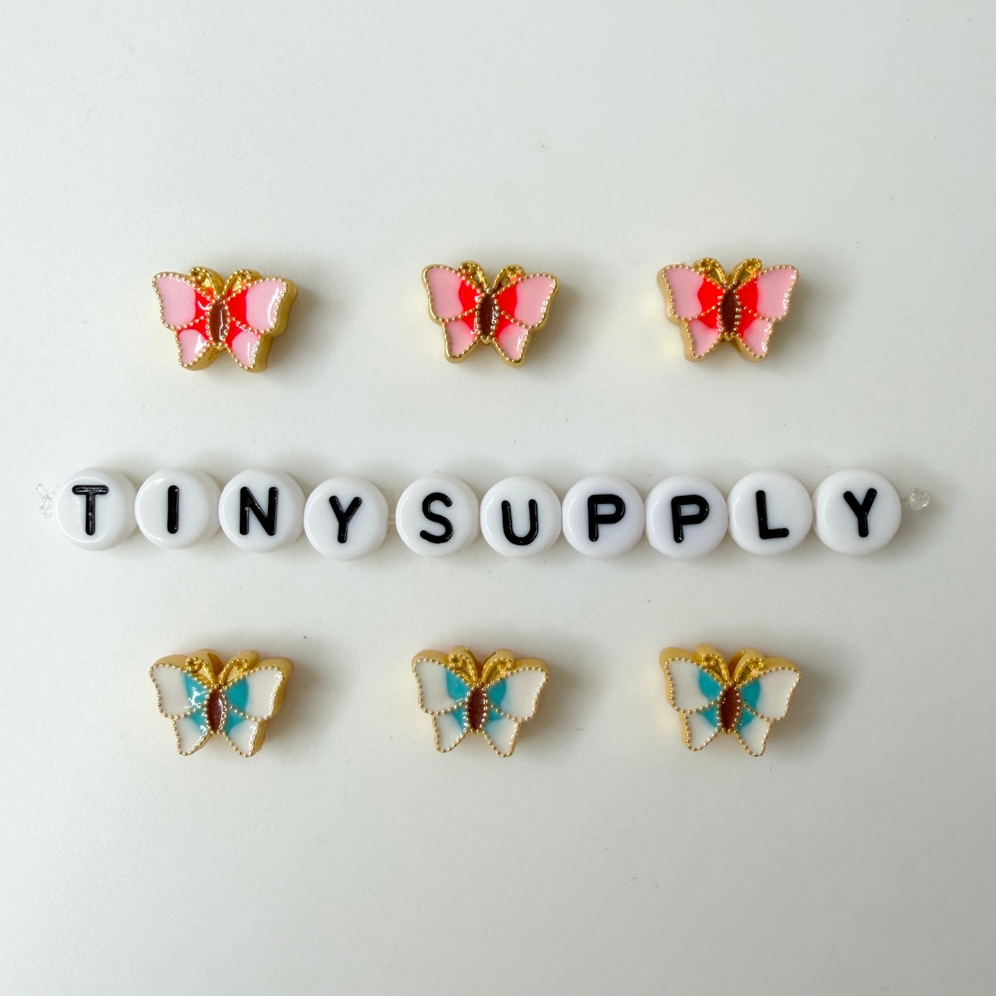 Double-Sided Butterfly Alloy Charms (Pink/Blue or Orange/Green)