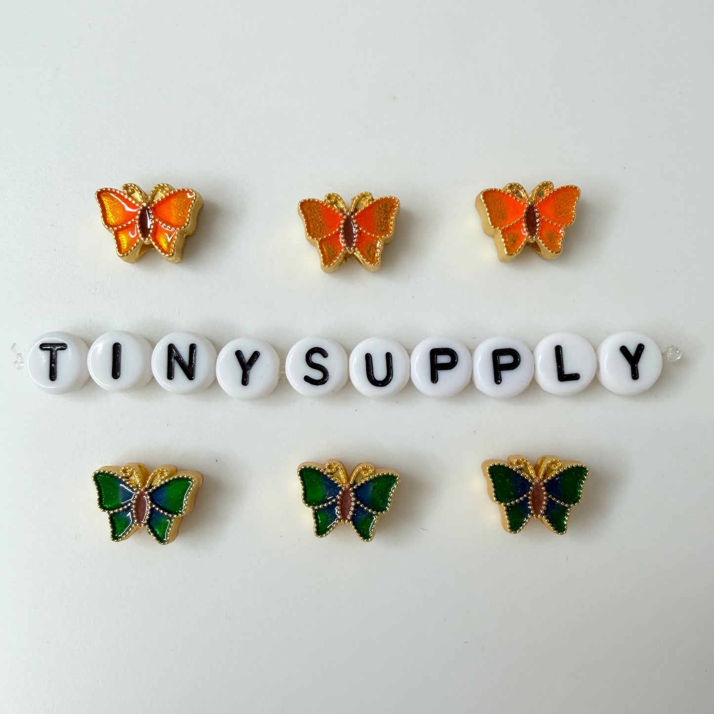 Double-Sided Butterfly Alloy Charms (Pink/Blue or Orange/Green)