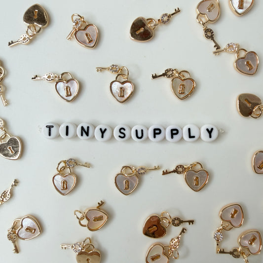 18K Real Gold Plated White Heart Key (12mm x 10mm)