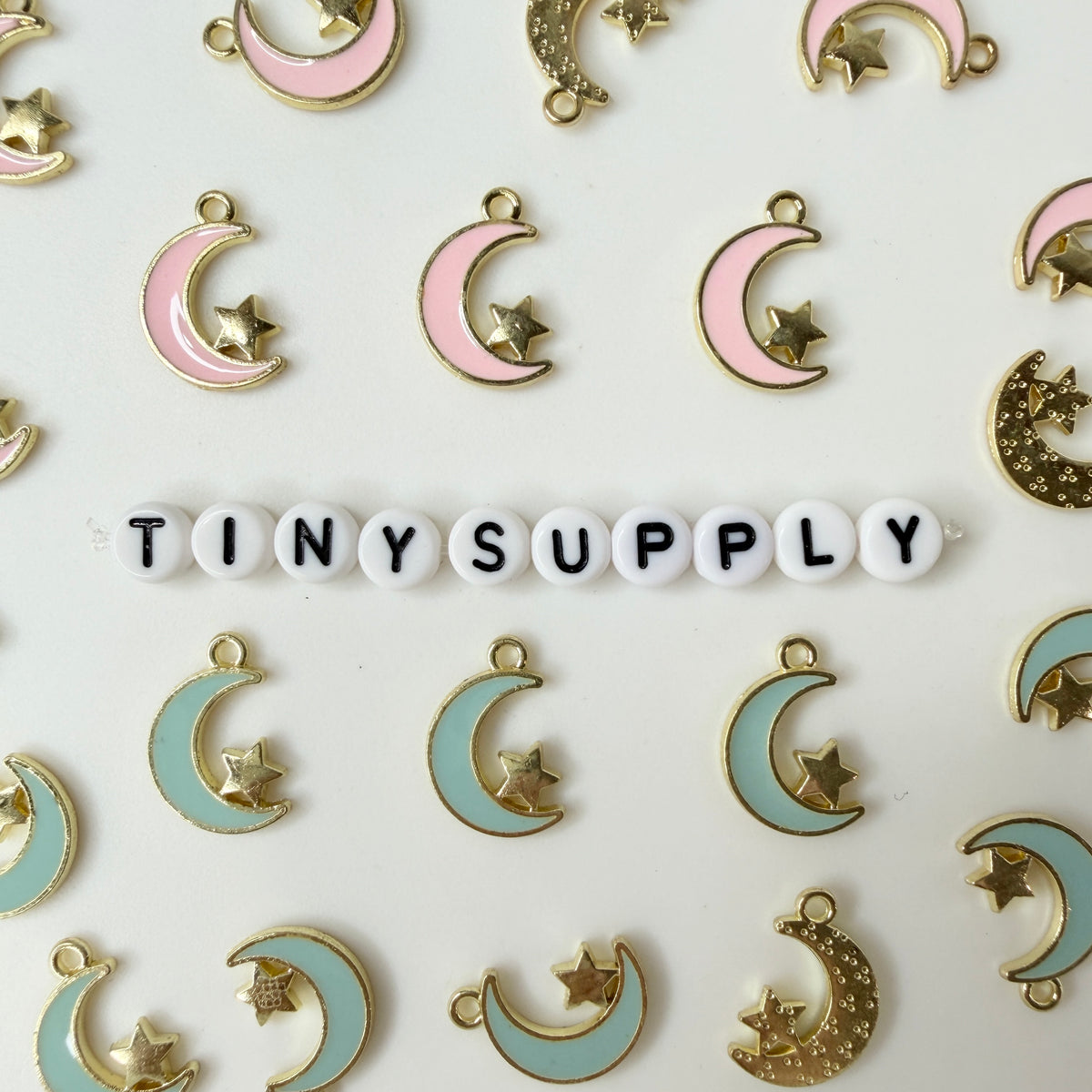 17MM Enamel Moon with Gold Star Charm