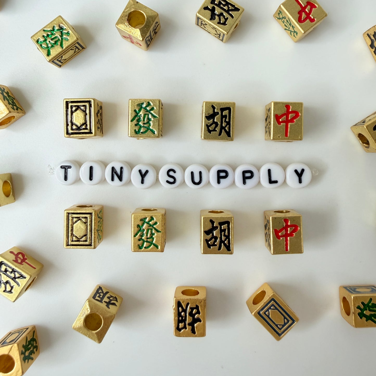 Alloy Mahjong Playing Pieces Themed Alloy Charms  (8mm x 6mm x 3mm, hole: 3mm)