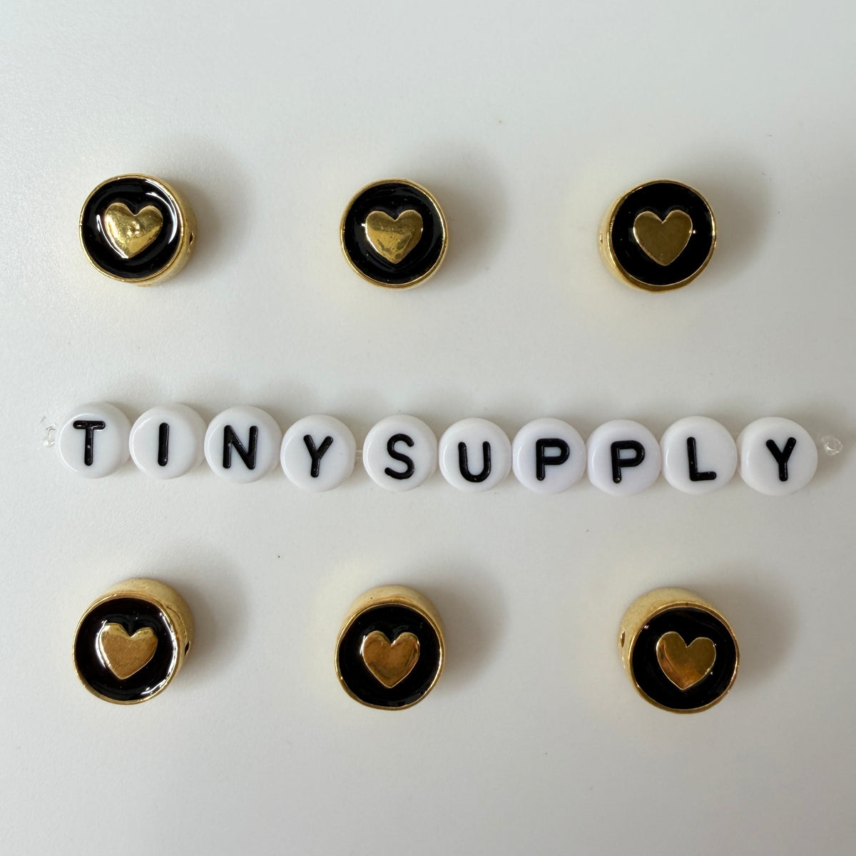 10MM Gold Heart Enamel Filled Flat Round Charm